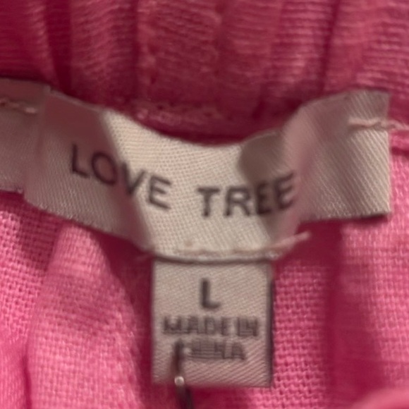 Love Tree Pink Linen blend Cargo Tie front Pants - Picture 4 of 10
